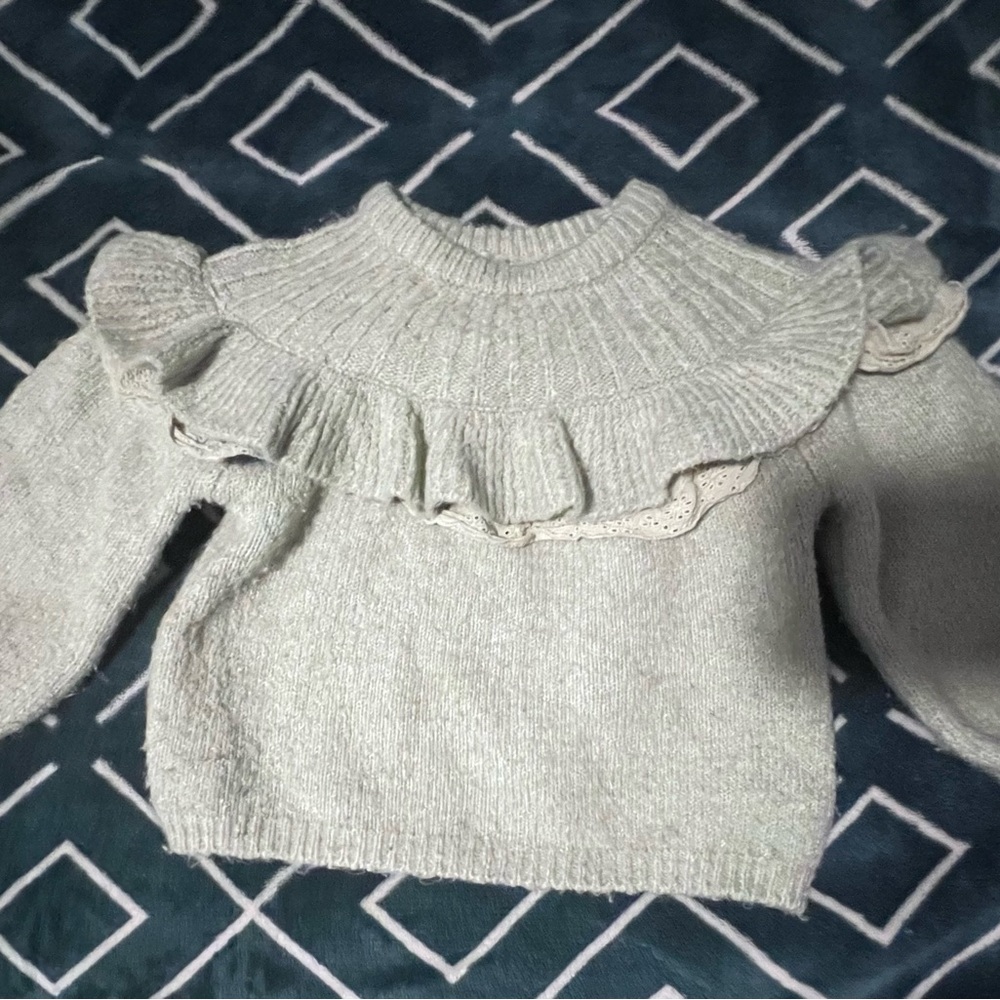 Elegant Ruffled Sweater in green